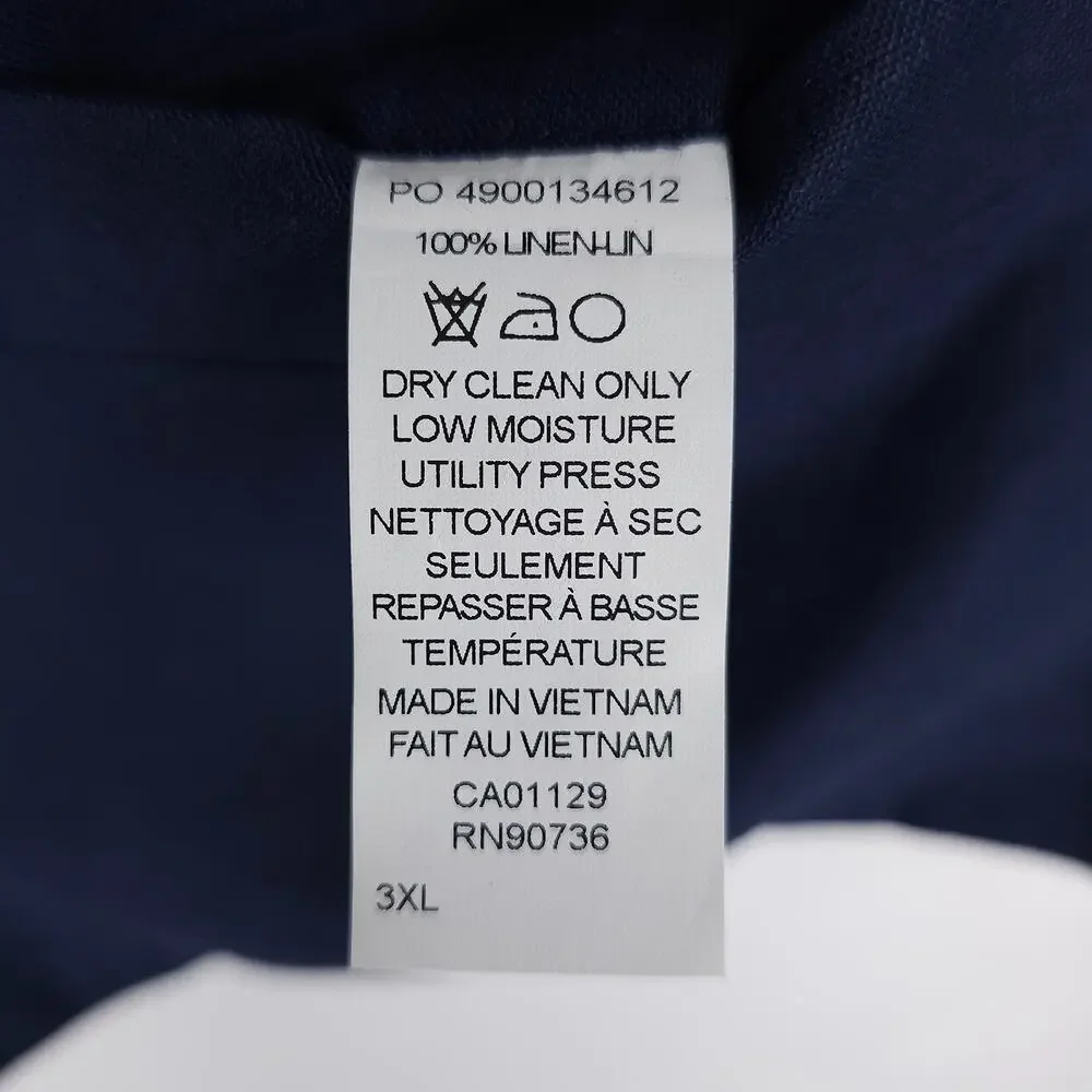 Tommy Hilfiger Mens Modern Fit Linen Suit Vest 3XL Navy Blue Solid NWT